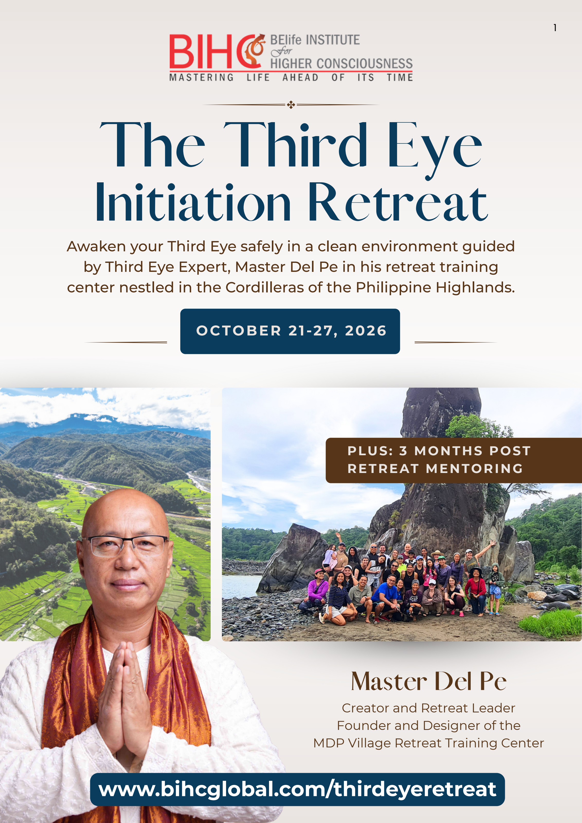 The Third Eye Initiation Retreat poster — October 21–27, 2026, MDP Village, Philippines